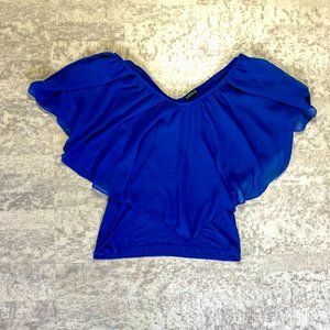 Venus Royal Blue Flowy V-Neck Top